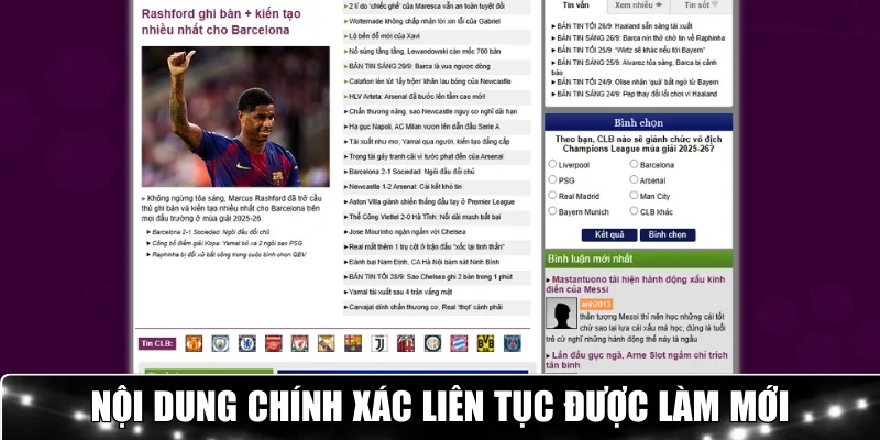 Nội dung chính xác liên tục được làm mới